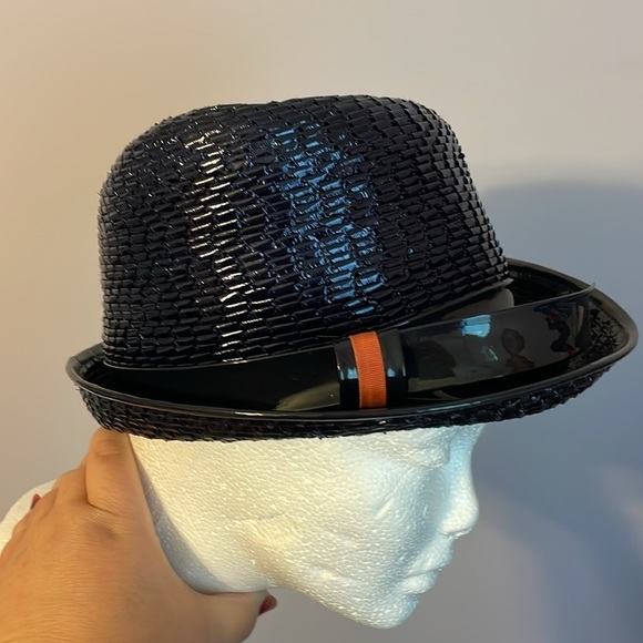 Christine Original Vintage Union Made Plastic Woven Straw Look Fedora Type Hat main image 13